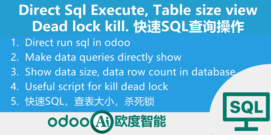 Direct Sql Execute, Table size view, dead lock kill.快速SQL查询操作